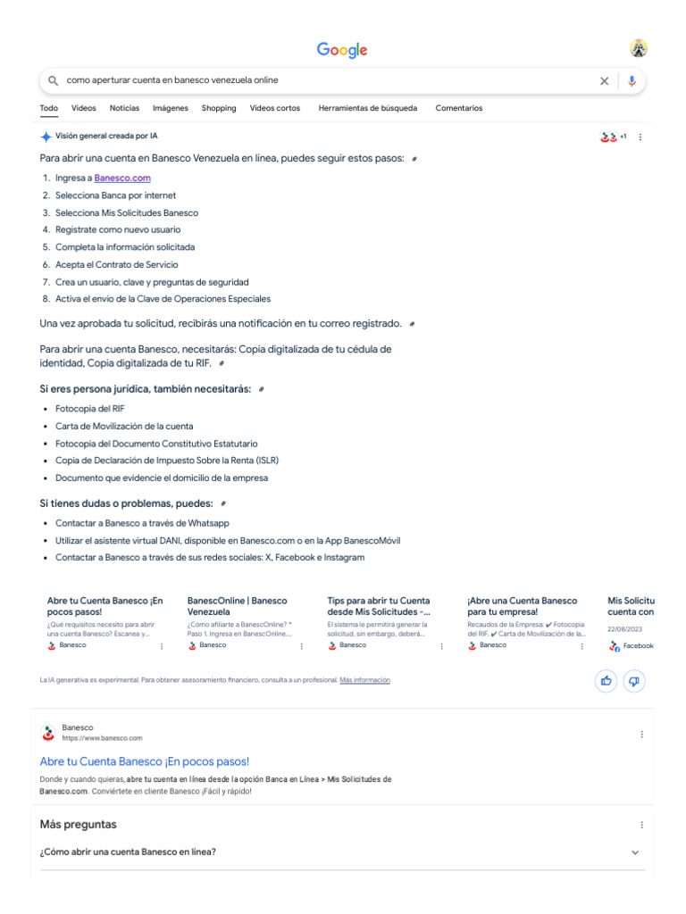 Como Aperturar Cuenta en Banesco Venezuela Online - Buscar Con G | PDF ...