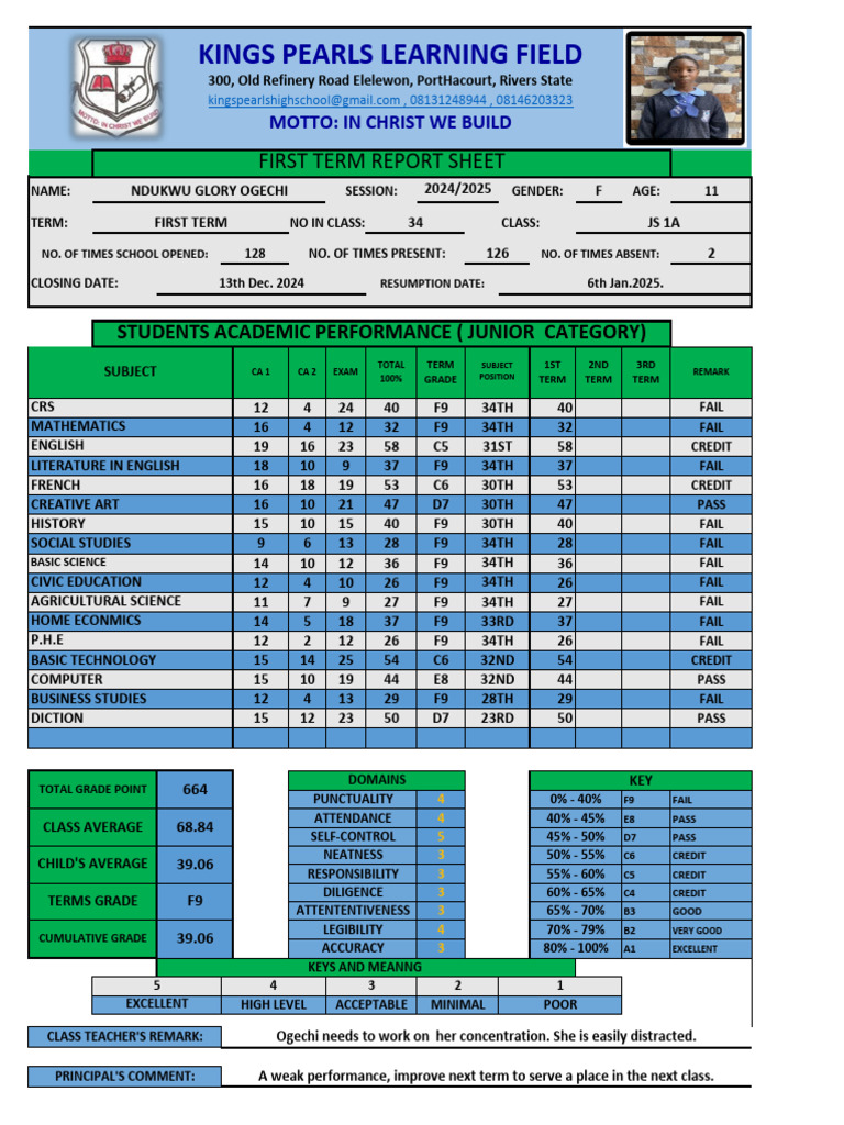 JS 1A First Term Report 2024/2025 | PDF