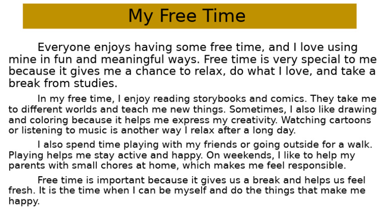 My Enjoyable Free Time Activities | PDF