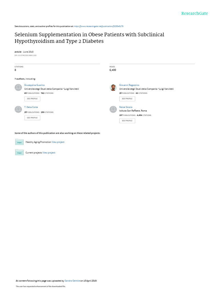 Selenium Supplementation in Obese Patients With Su | PDF | Obesity ...