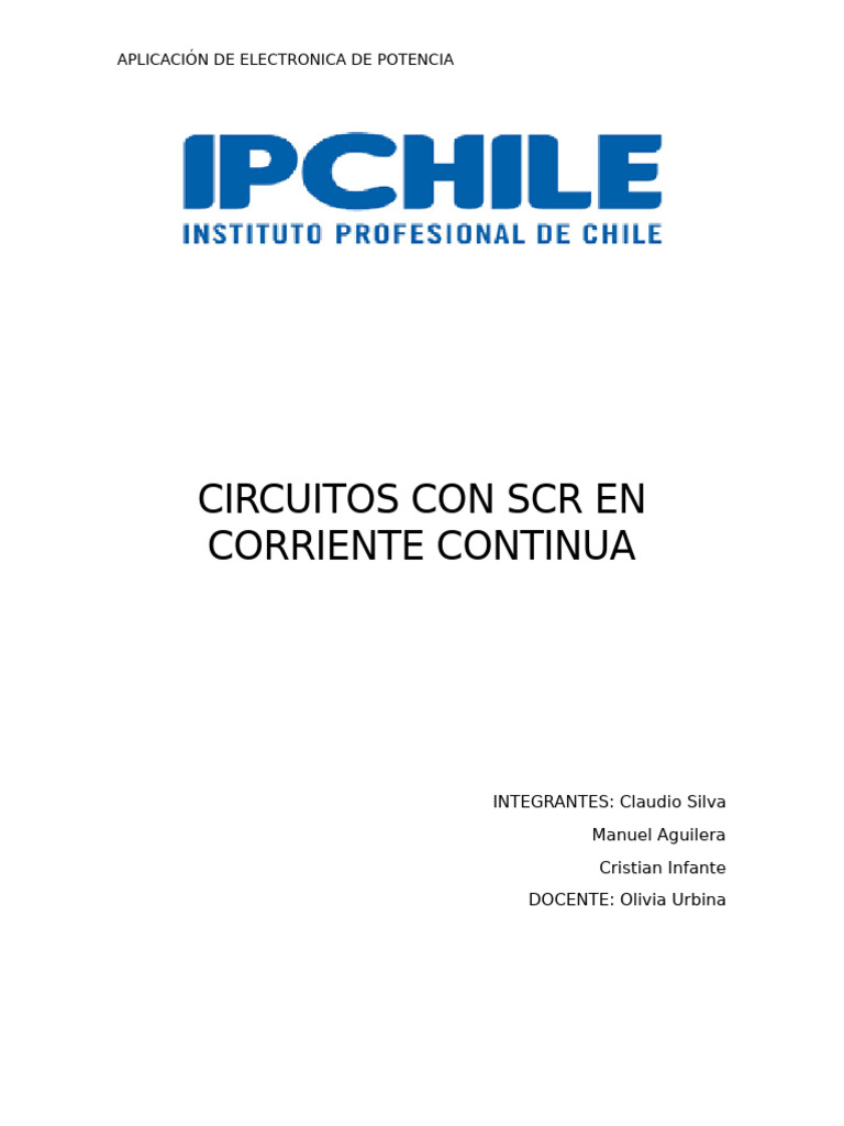 Circuitos SCR en Corriente Continua | PDF | Poder (Física ...