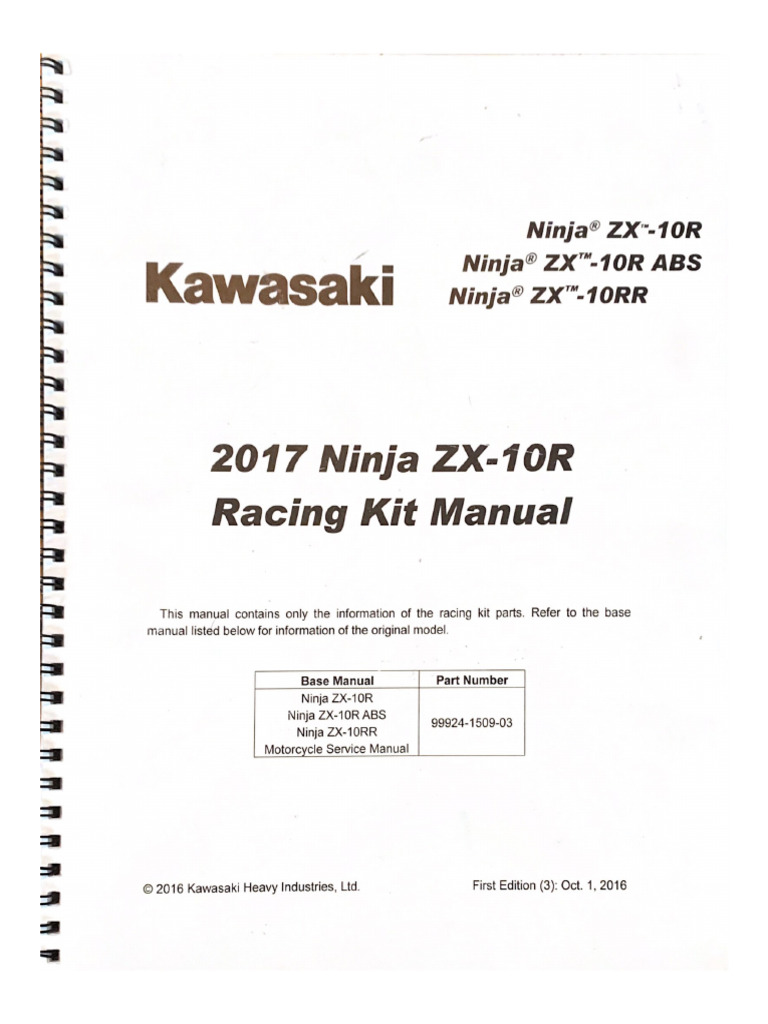 Kawasaki ZX10RR Race Manual | PDF