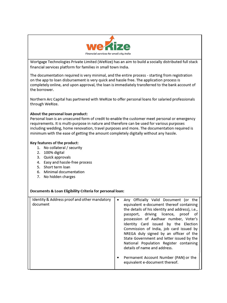 WeRize | PDF | Loans | Unsecured Debt