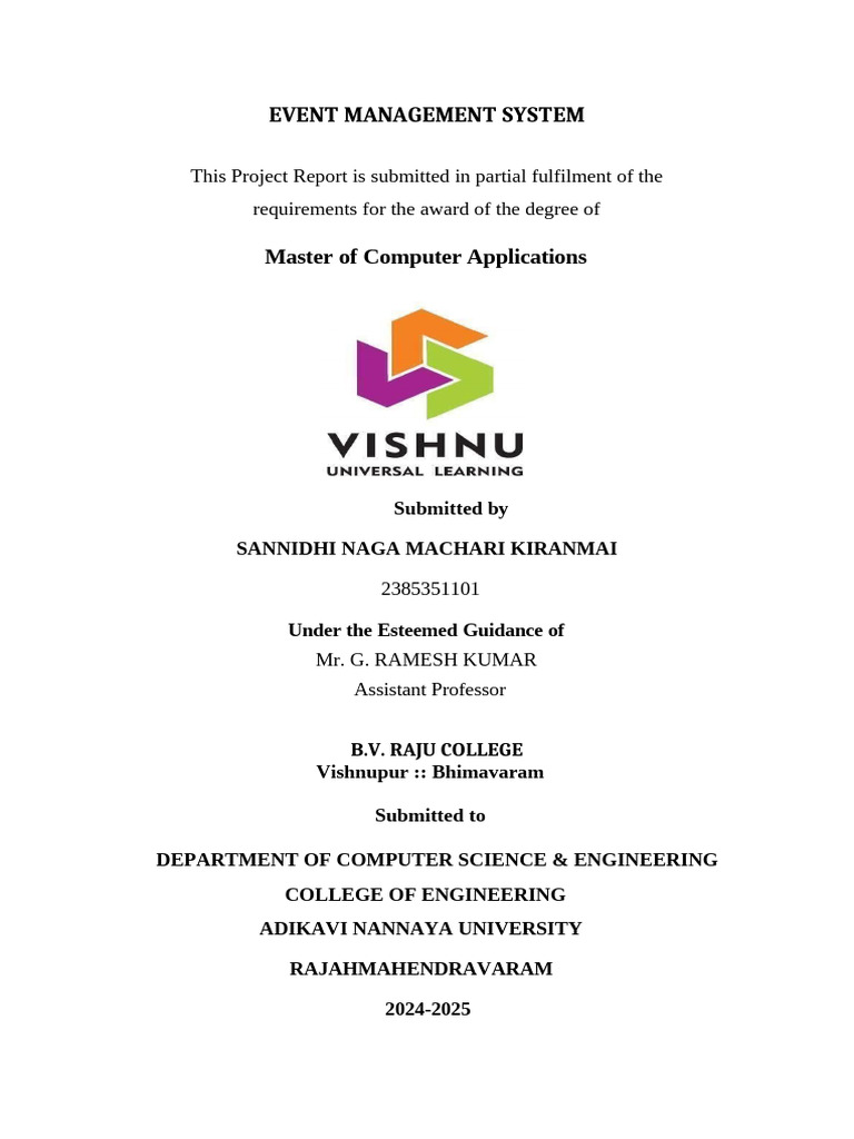 Event Management System Project Report | PDF | Software Testing | Unit ...