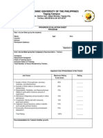 Progress Evaluation Sheet