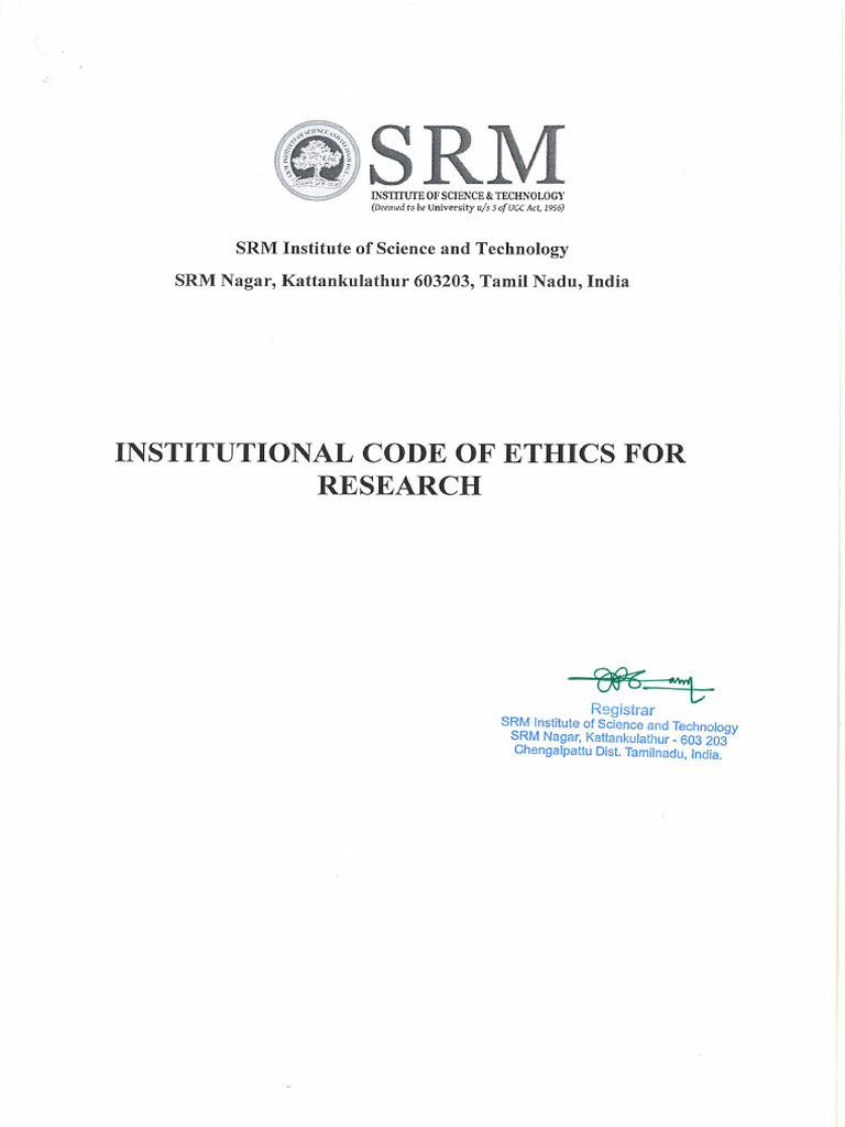 Institutional Code of Ethics and Research | PDF