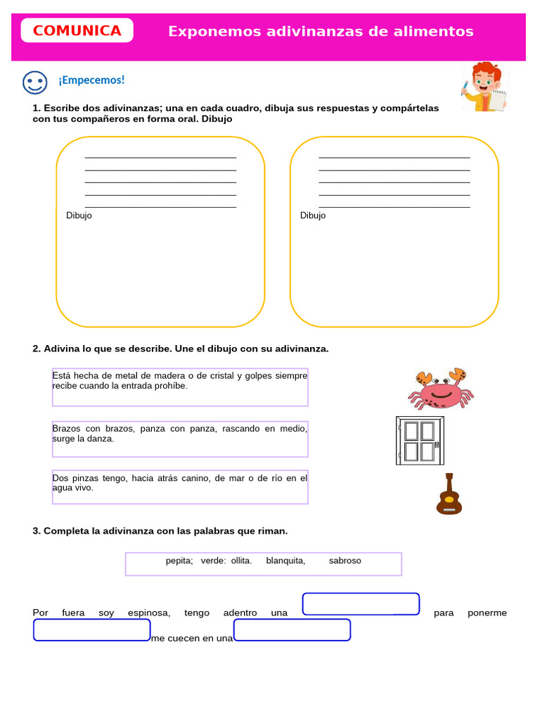 Adivinanzas de Alimentos para Niños | PDF