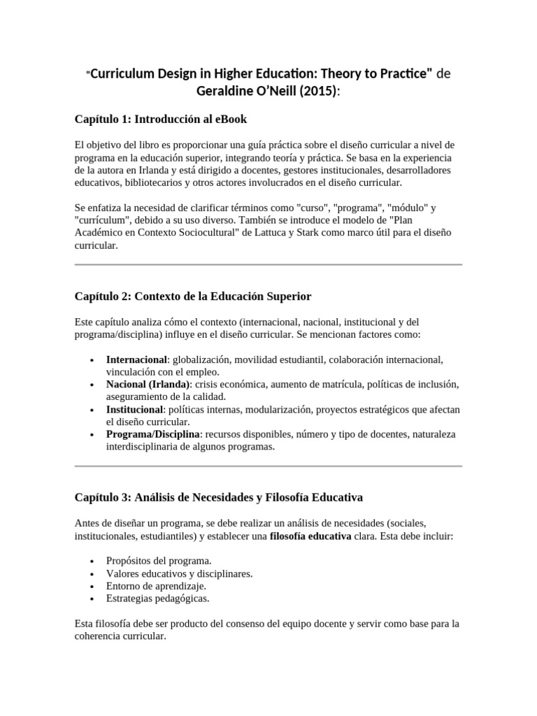 Diseño Curricular en Educación Superior | PDF | Plan de estudios ...