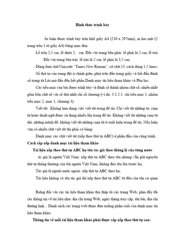 Hình thức trình bày tiểu luận | PDF