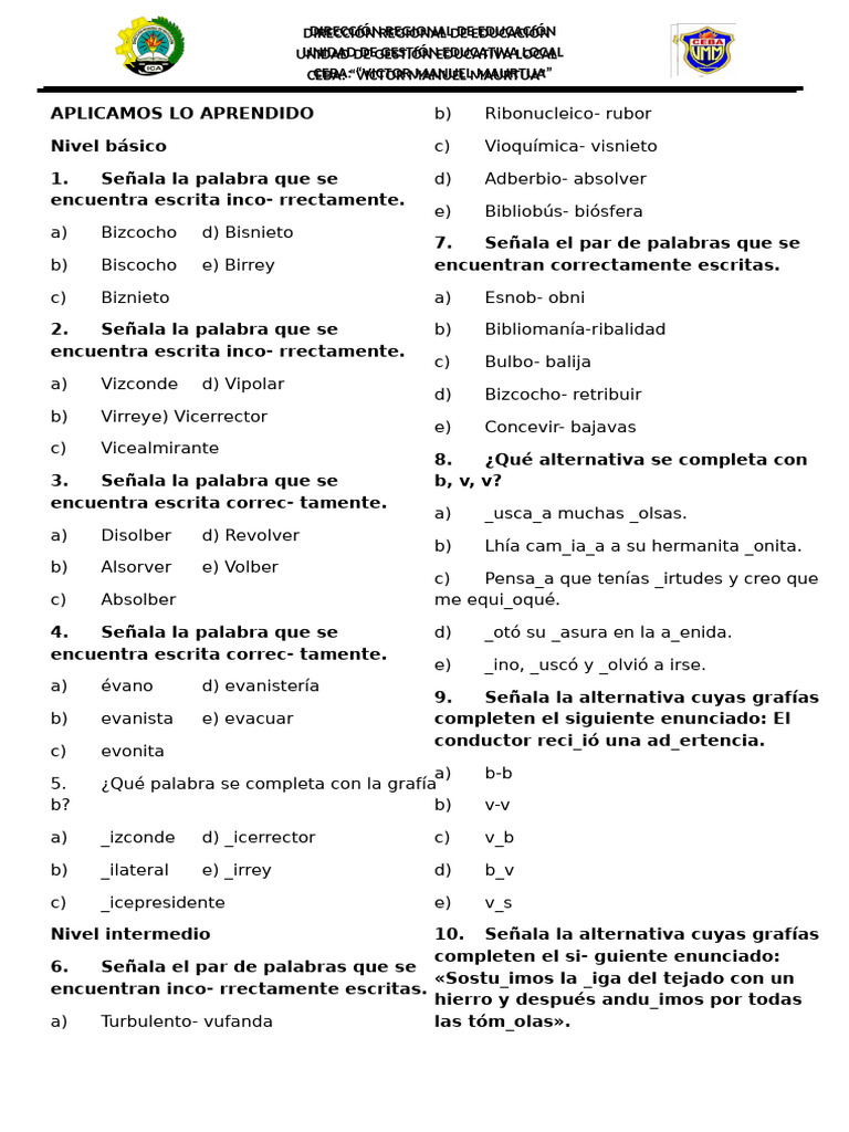 Uso Correcto de B y V en Español | PDF | Morfología Lingüística ...