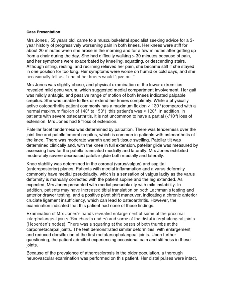 Case Study 1 Knee Osteoarthritis