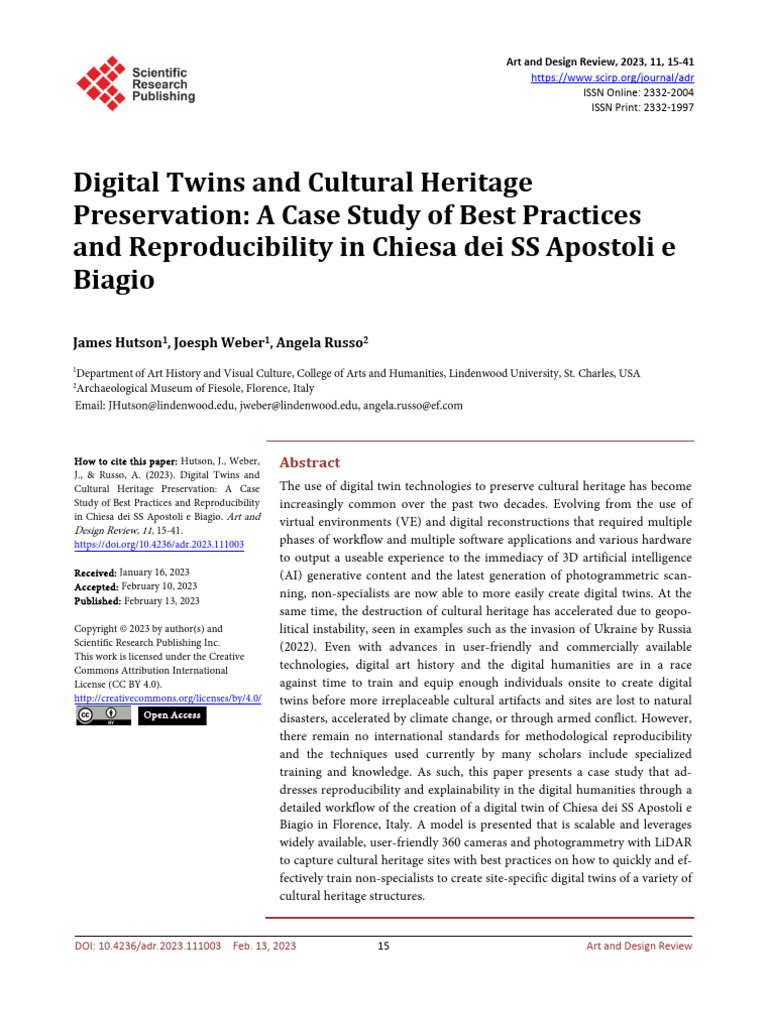 Digital Twins in Cultural Heritage Preservation | PDF