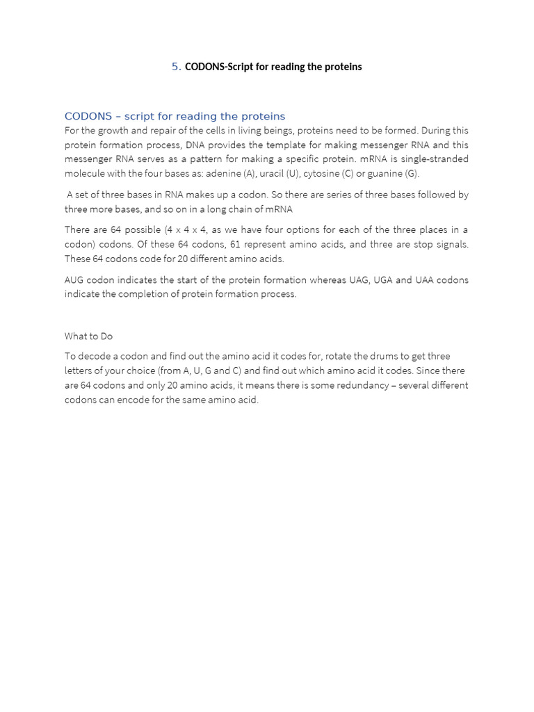 Understanding Codons in Protein Synthesis | PDF
