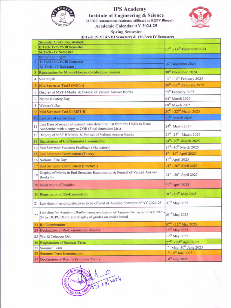 Academic Calendar 2024 25 | PDF | Educational Stages | Higher Education