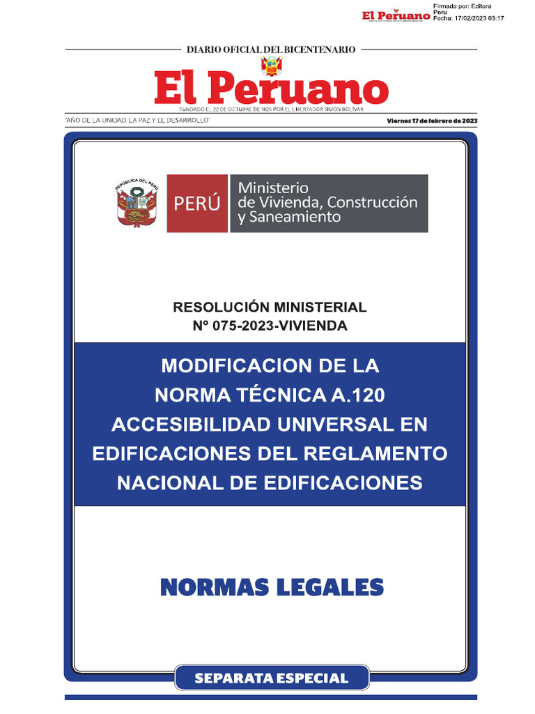 Modificacion A La Norma A120 Rne | PDF