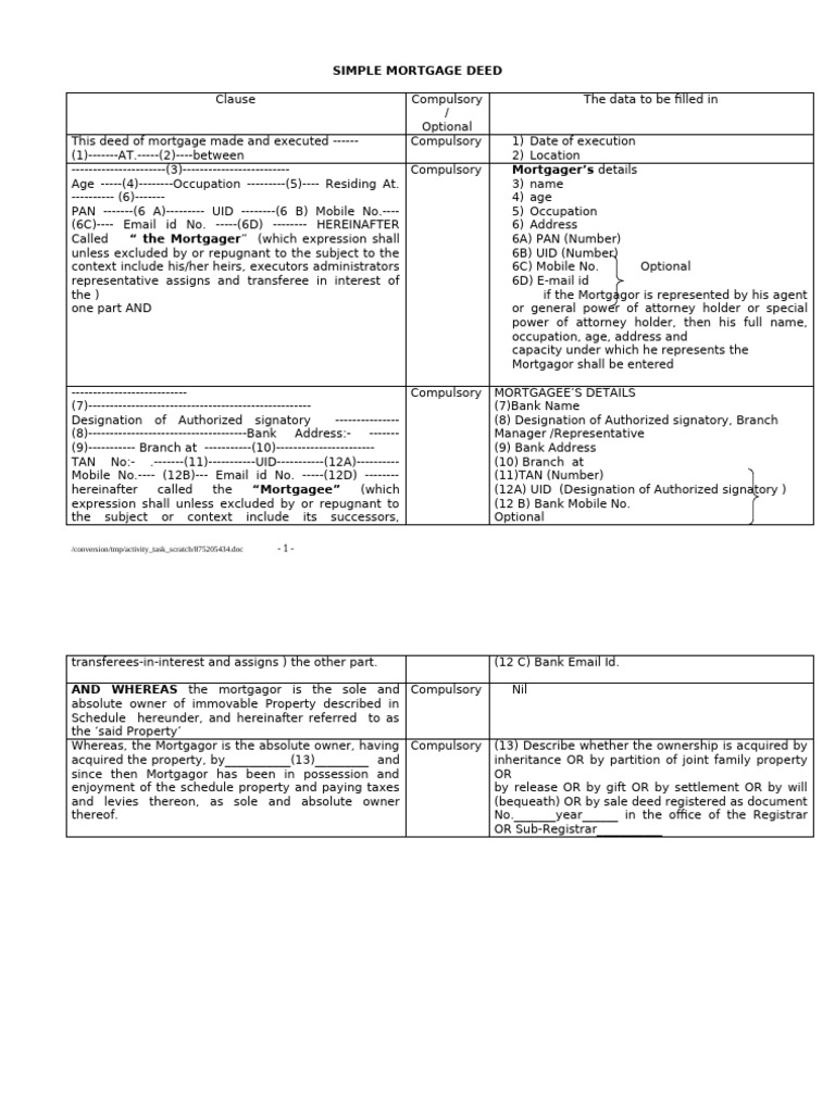 1 Final Draft Simple Mortagagee | PDF | Mortgage Law | Mortgages