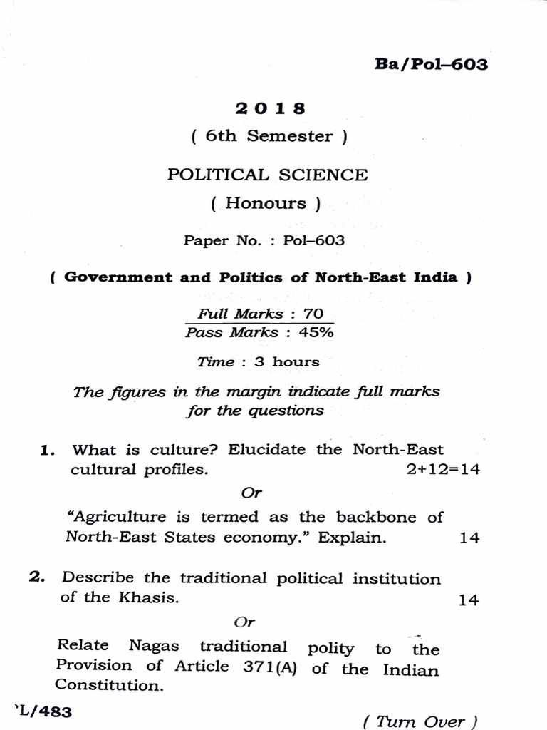 Pol 6th Sem 2018 | PDF | Government | Justice