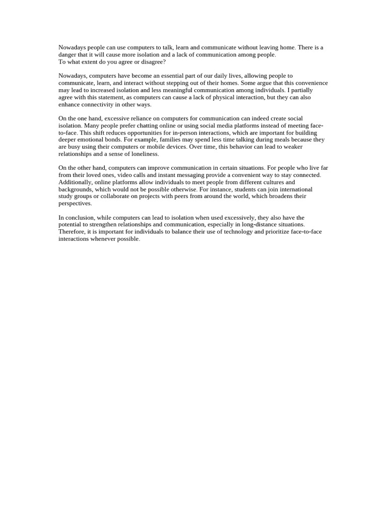 Impact of Computers on Social Interaction | PDF