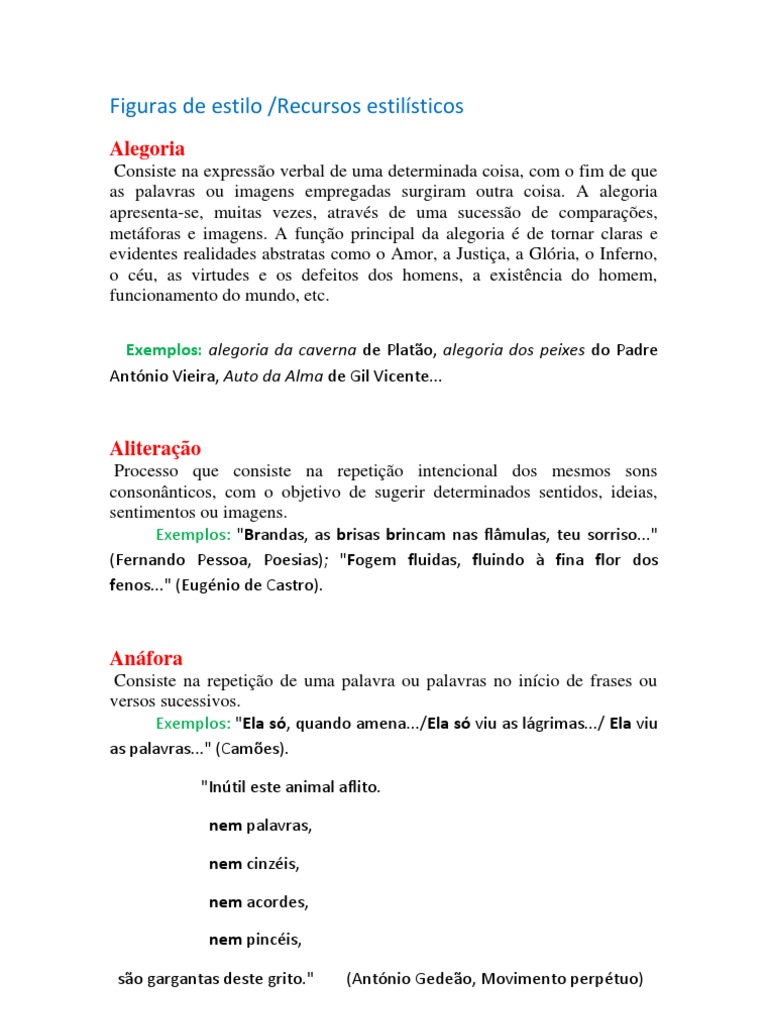Figuras de Estilo / Recursos Estilísticos PDF