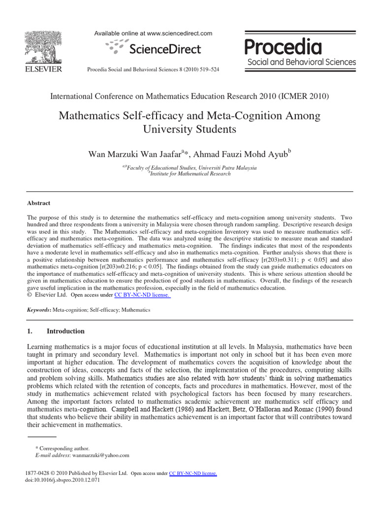 artikel 3 new | PDF | Self Efficacy | Scientific Method