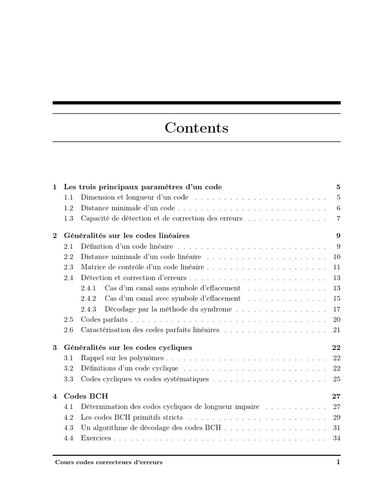 Codes correcteurs d'erreurs linéaires | PDF | Code (information ...