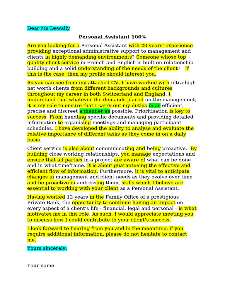 Experienced Bilingual Personal Assistant | PDF