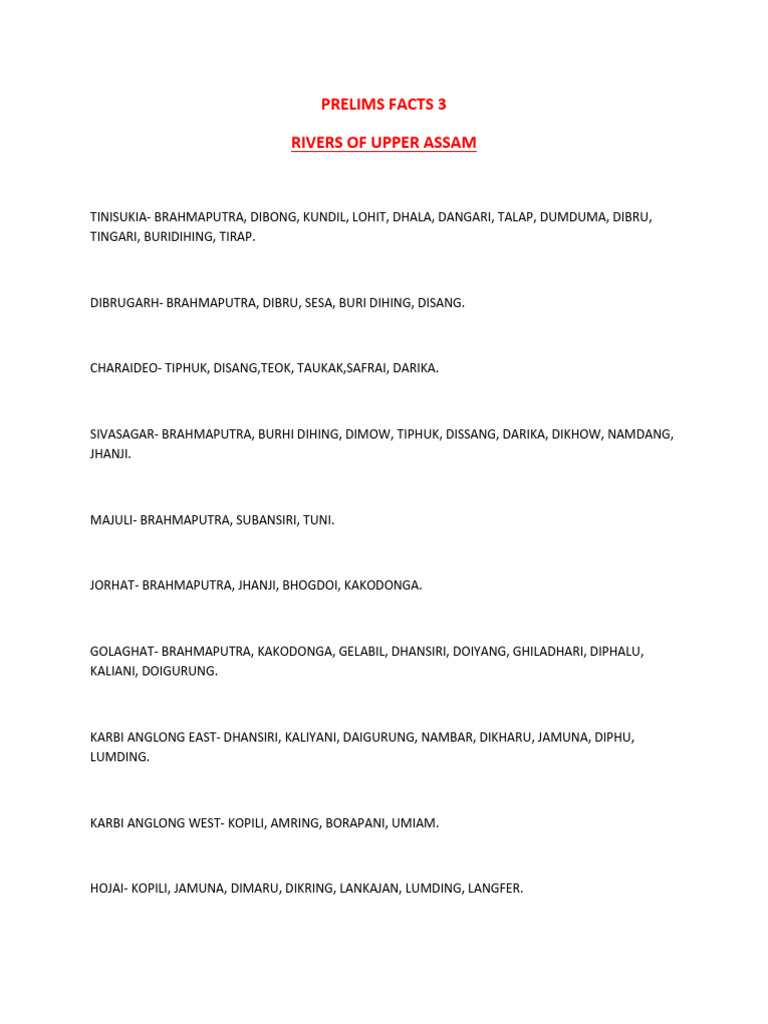 Rivers of Upper Assam Overview | PDF