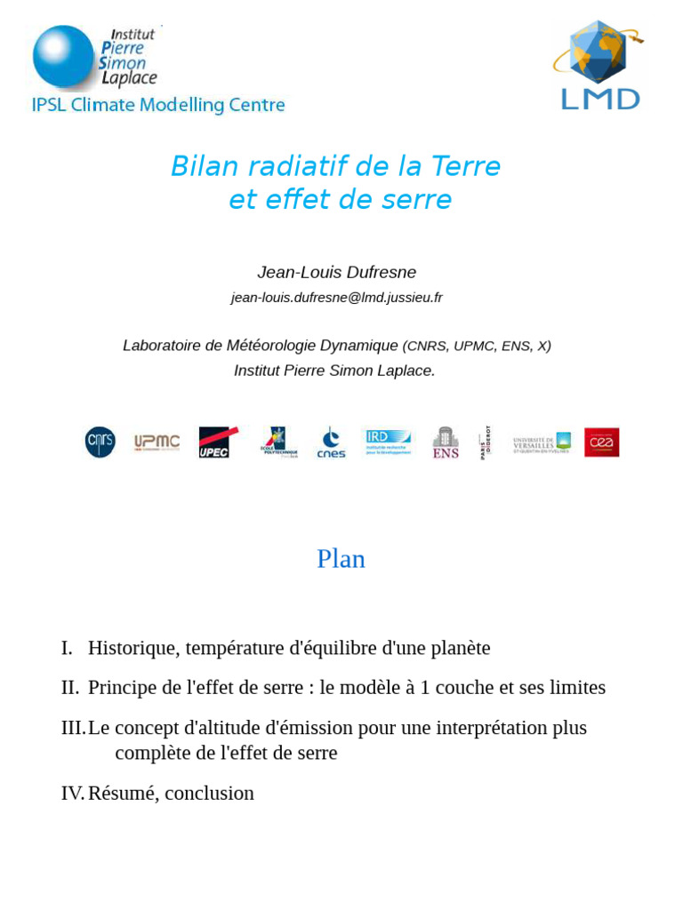 Bilan radiatif et effet de serre terrestre | PDF | Effet de serre | Vagues