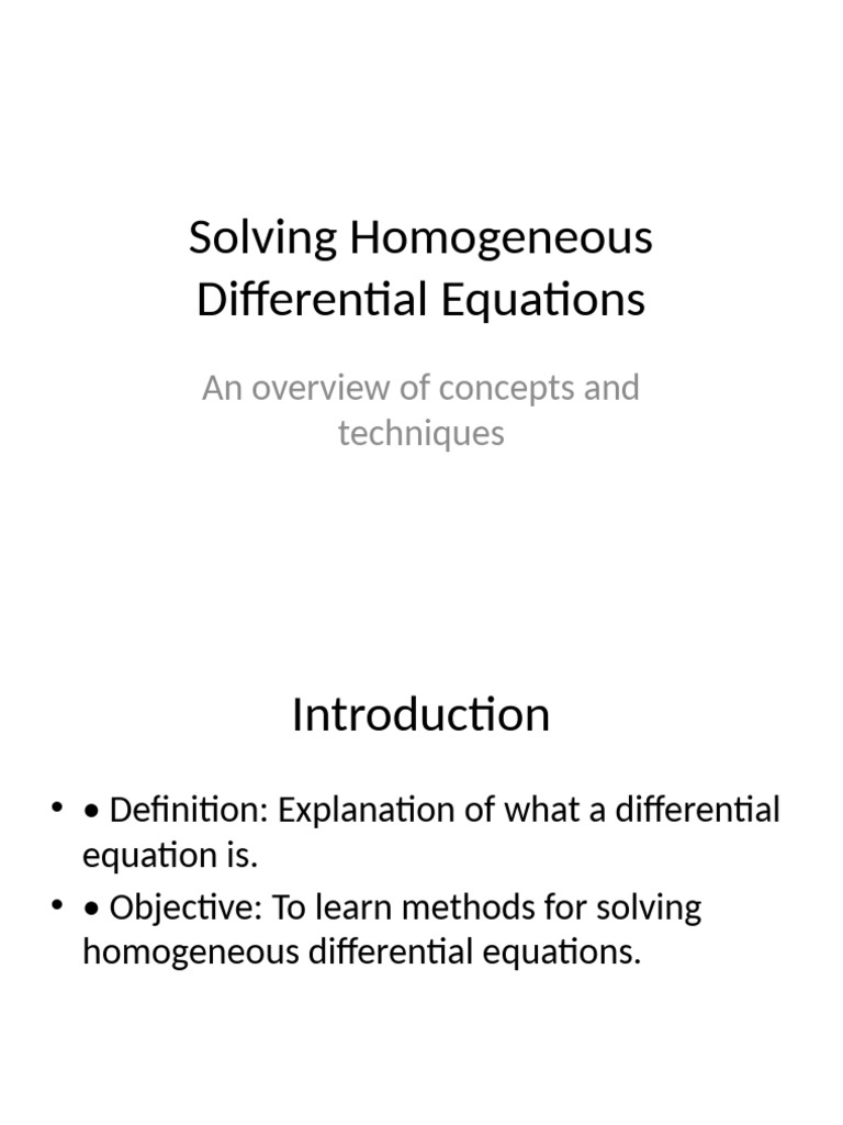Homogeneous Differential Equations Presentation | PDF