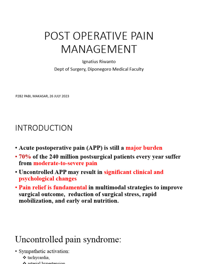 Postoperative Pain Management Strategies | PDF | Opioid | Pain