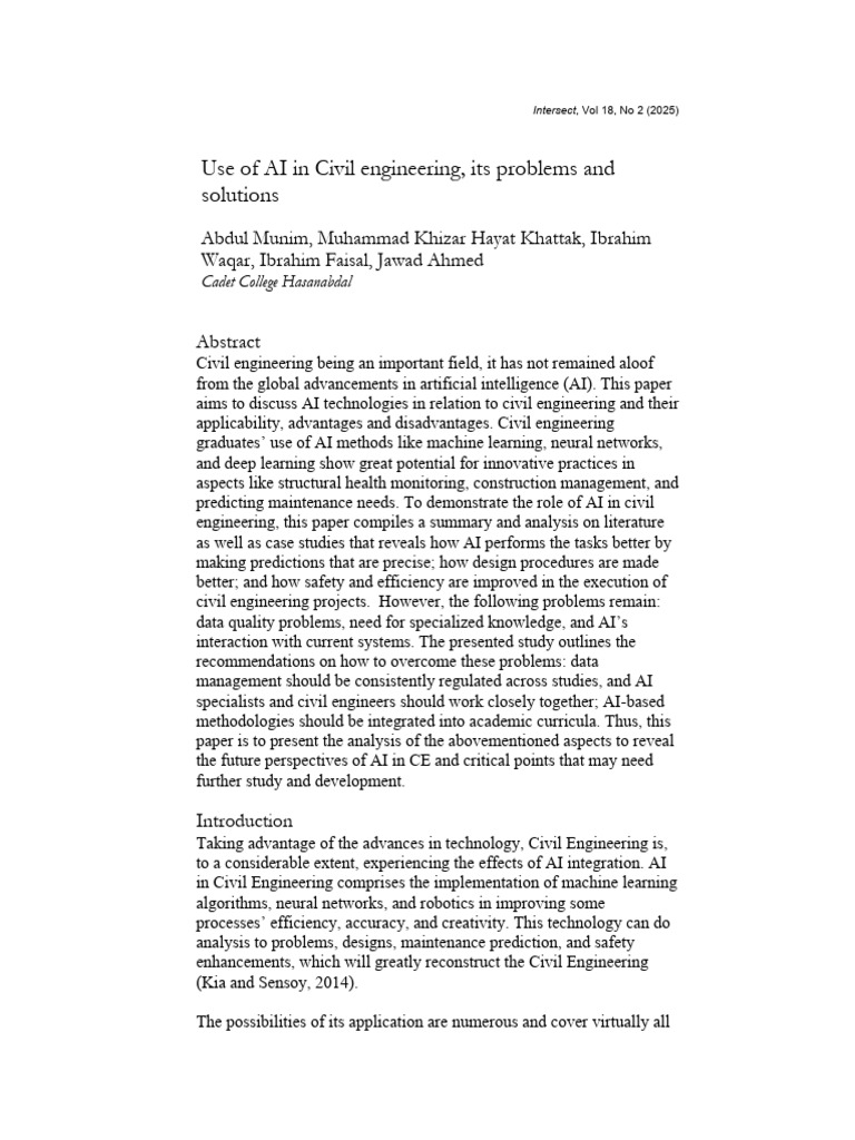 AI in Civil Engineering: Benefits and Challenges | PDF | Artificial ...