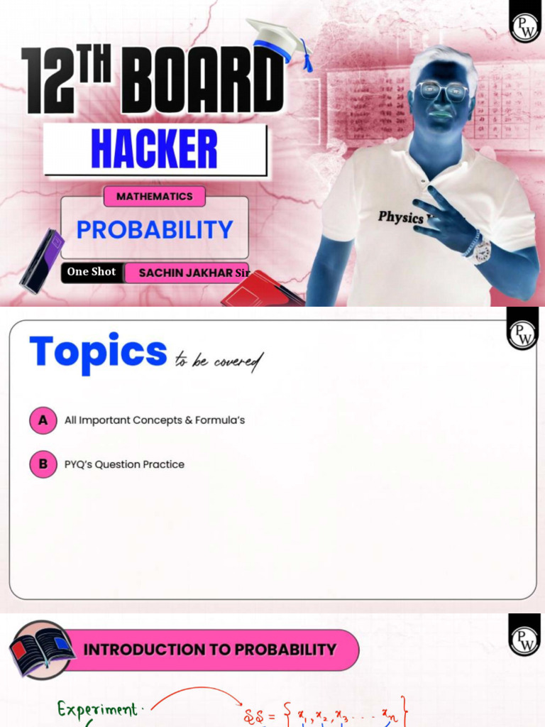 Probability - Class Notes - 12th Hacker - CBSE 2025 | PDF