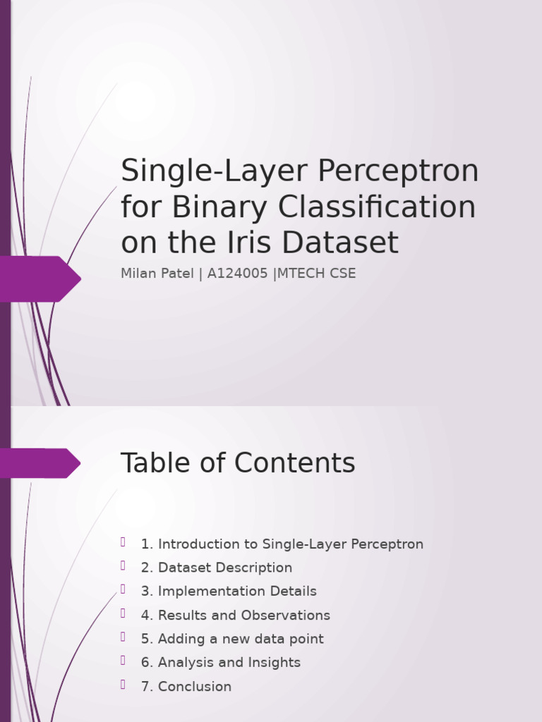 Single_Layer_Perceptron_IRIS_Presentation | PDF | Learning | Machine ...
