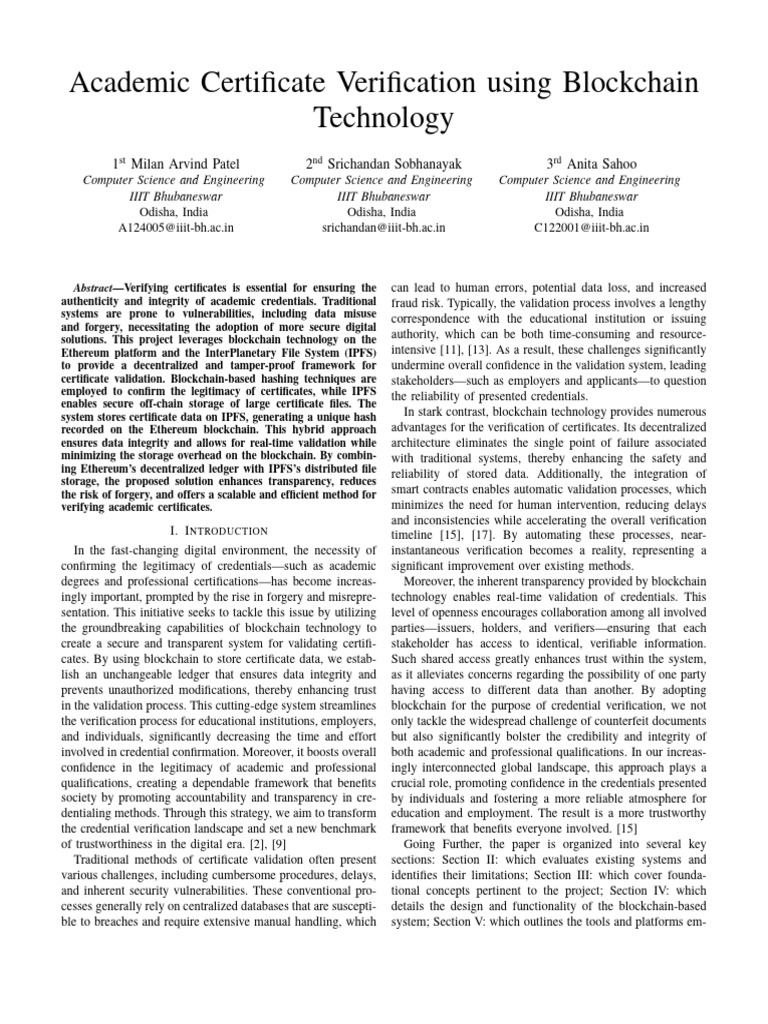 A124005_Academic Certificate Verification Using Blockchain Technology ...
