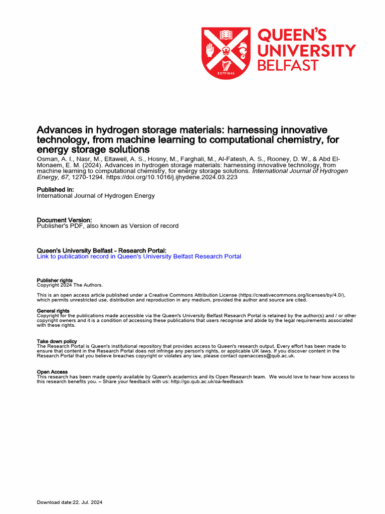 Advances in Hydrogen Storage Materials | PDF | Hydrogen | Sustainable ...
