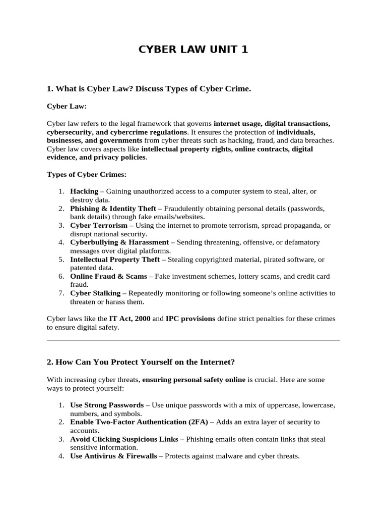Understanding Cyber Law and Cyber Crimes | PDF | Cybercrime | Security