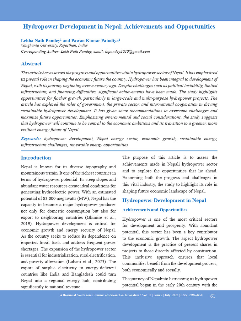 Hydropower Progress and Prospects in Nepal | PDF | Hydroelectricity ...
