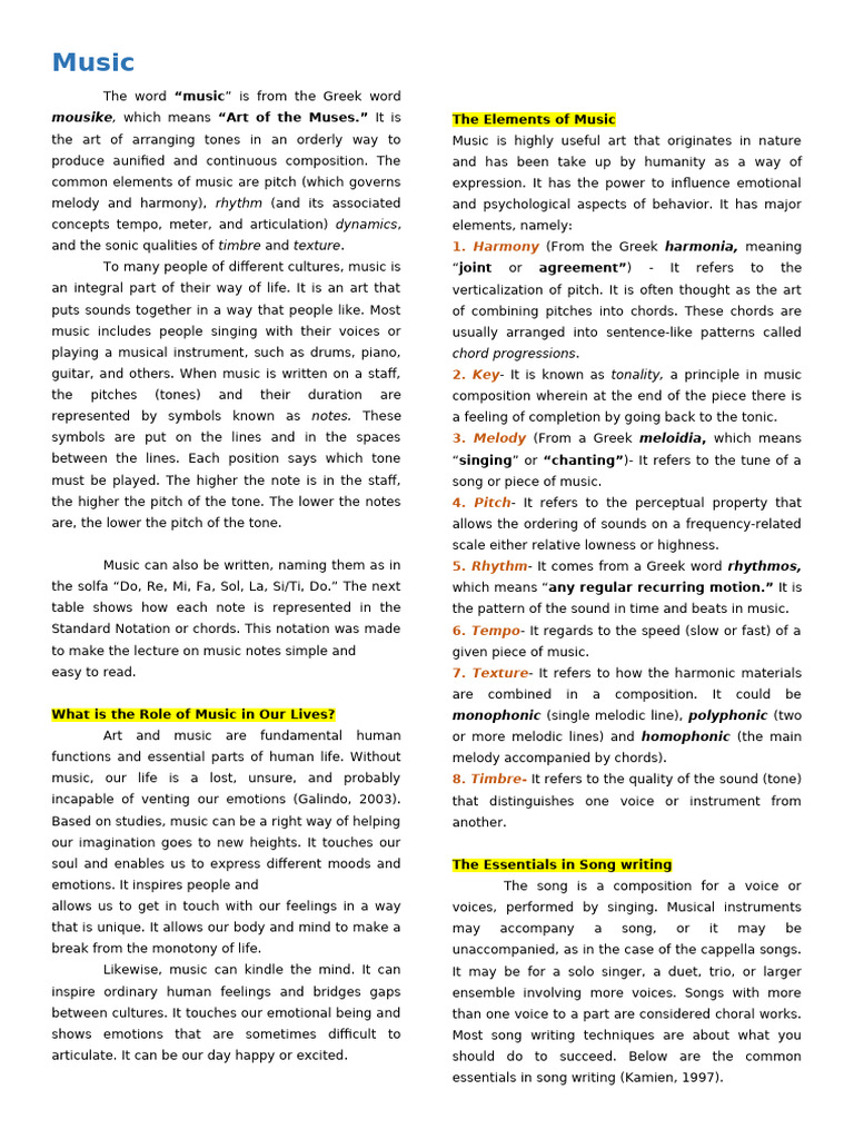 Understanding Music: Elements and Genres | PDF | Musical Instruments ...