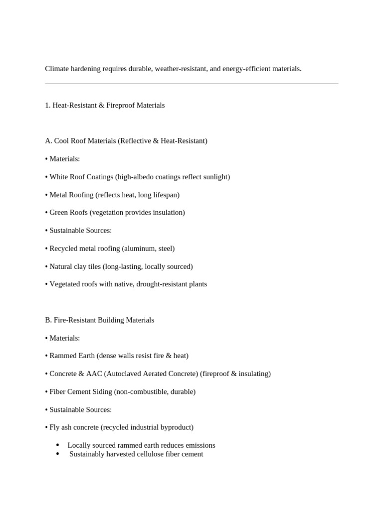 Sustainable Materials for Climate Hardening | PDF | Concrete | Building ...