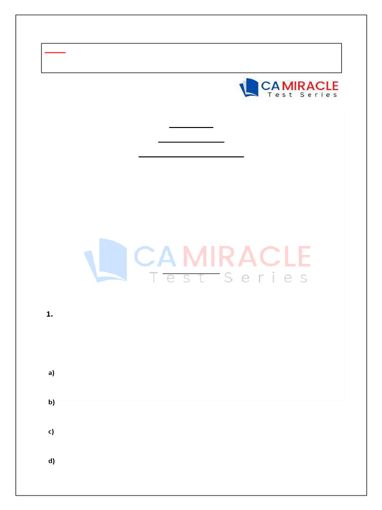Indirect Tax Test Paper for CA Students | PDF | Value Added Tax | Taxes