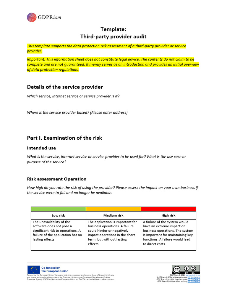 GDPRism Third-Party Provider Check | PDF | Risk | Creative Commons License