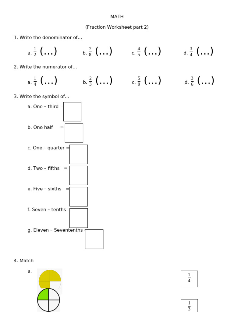 Fraction Worksheet Part 2 Activities | PDF