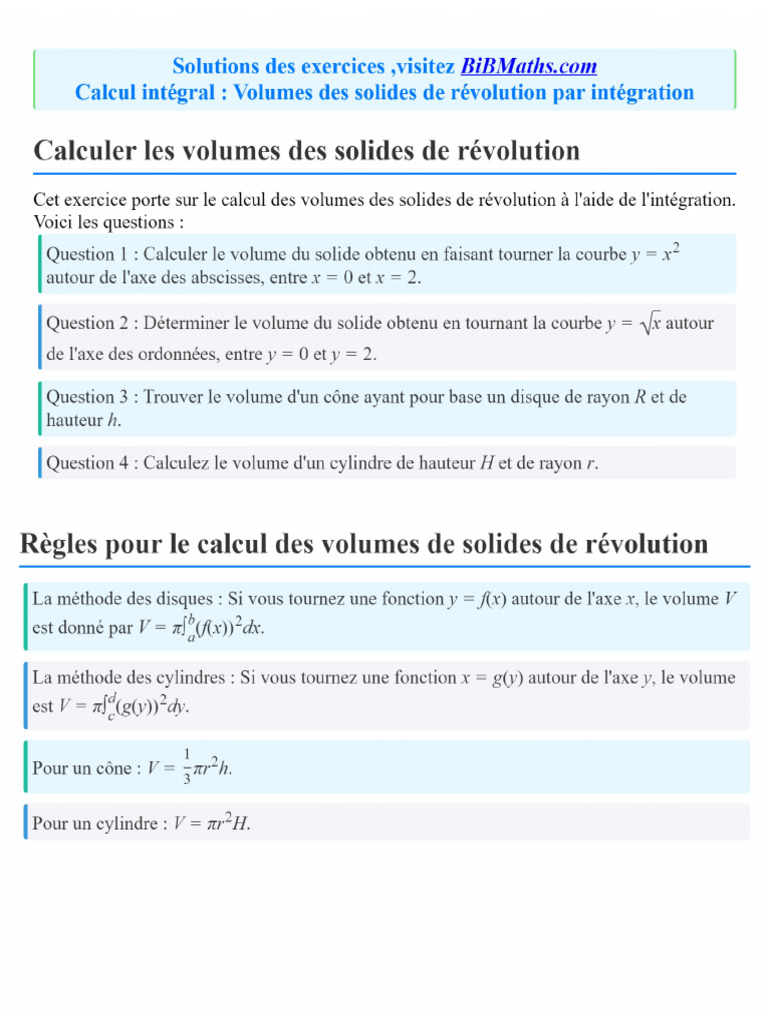 7281 Calcul Integral Volumes Des Solides de Revolution Par Integration ...