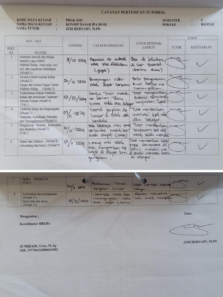 Catatan Pertemuan Tutorial Pdf