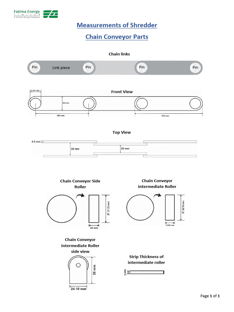 Shredder Chain Conveyor Measurements | PDF