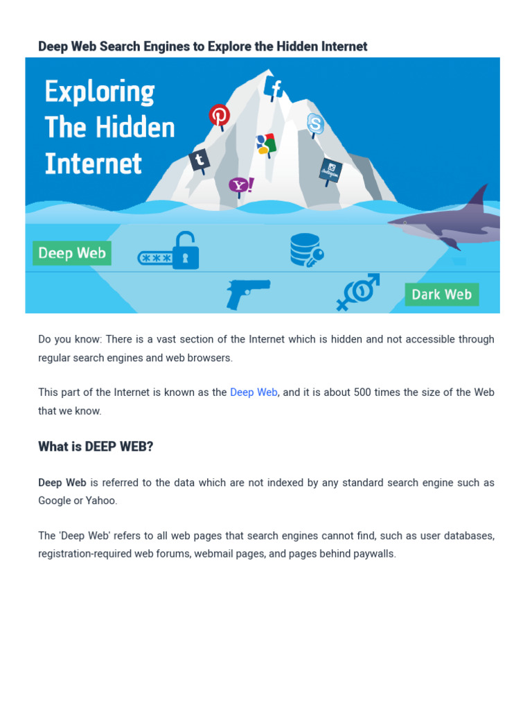 Deep Web Search Engines To Explore The Hidden Internet | PDF | World ...
