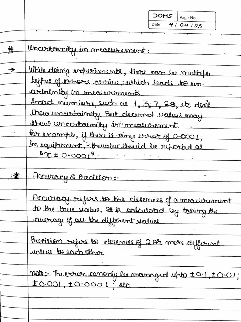 Chemistry - Uncertainity in Measurement. | PDF