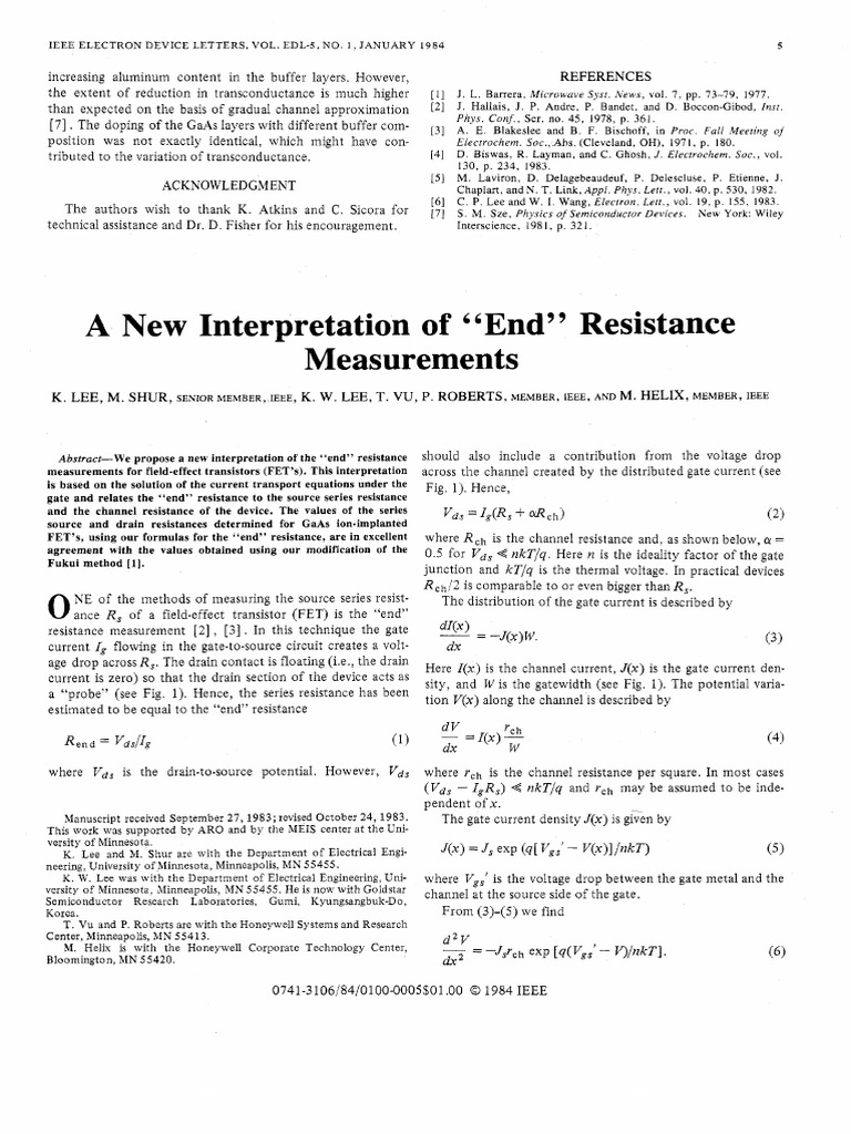A New Interpretation of End Resistance Measurements | PDF | Field ...