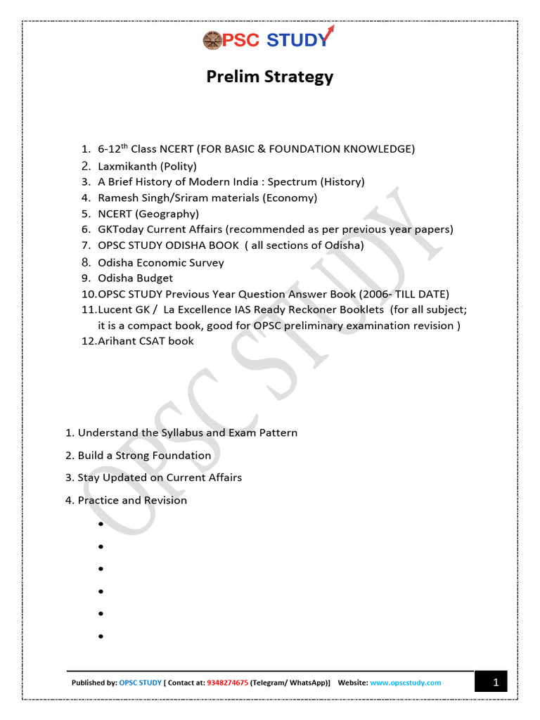 OPSC Prelims Preparation Guide | PDF