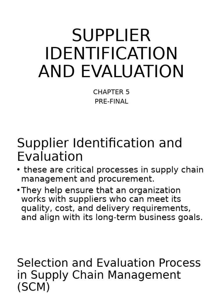 Supplier Evaluation in Supply Chain Management | PDF | Supply Chain ...